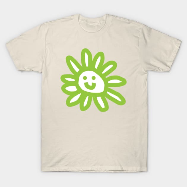 Green Daisy Flower Smiley Face Graphic T-Shirt by ellenhenryart